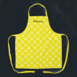 Lemon Yellow Polka Dots Name Gift Party Favour Coo Apron<br><div class="desc">Designed with cute yellow polka dot patterns in the background with text template for name,  this is available in different sizes to choose from!</div>