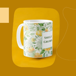 Lemon Yellow Rose Wallpaper Print Coffee Mug