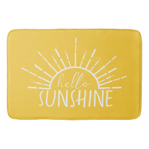 Lemon Yellow Simple Modern Hello Sunshine Bath Mat