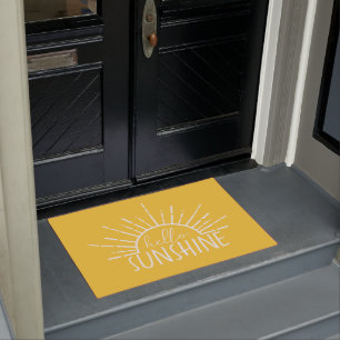 Lemon Yellow Simple Modern Hello Sunshine       Doormat