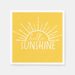 Lemon Yellow Simple Modern Hello Sunshine Napkin