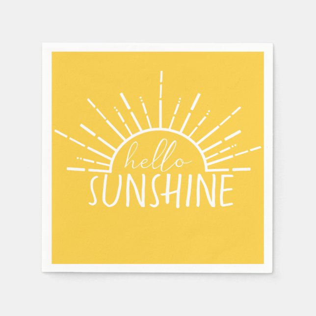 Lemon Yellow Simple Modern Hello Sunshine     Napkin (Front)