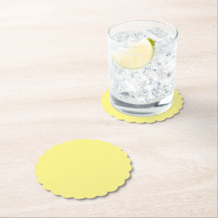 Lemon yellow, solid colour, paper coaster