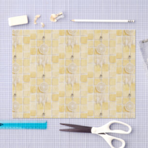 Lemon Yellow Squares Cream Dream Catcher Birthday Tissue Paper