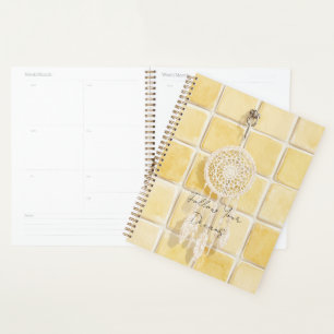Lemon Yellow Squares Cream Dream Catcher   Planner