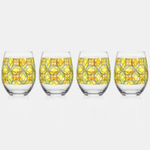 Lemon Yellow, Stain Glass Pattern, Mediterranean 