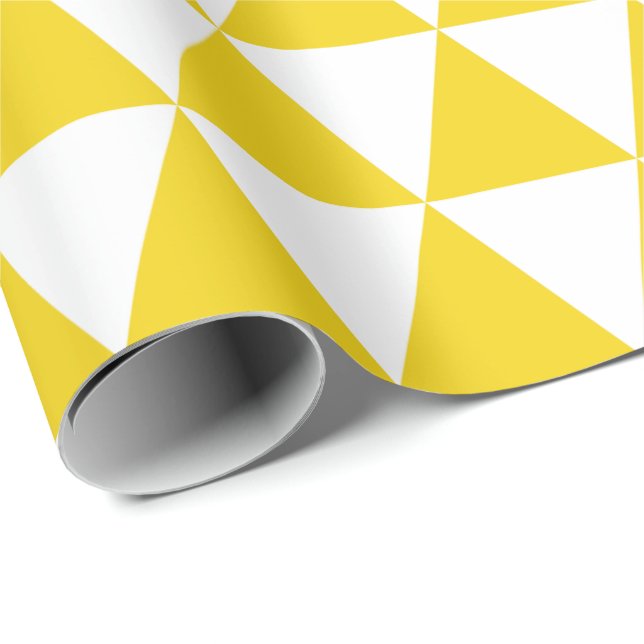 Lemon Yellow Triangles Wrapping Paper (Roll Corner)