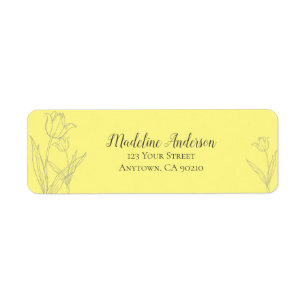 Lemon Yellow Tulip Silhouette   Return Address Label