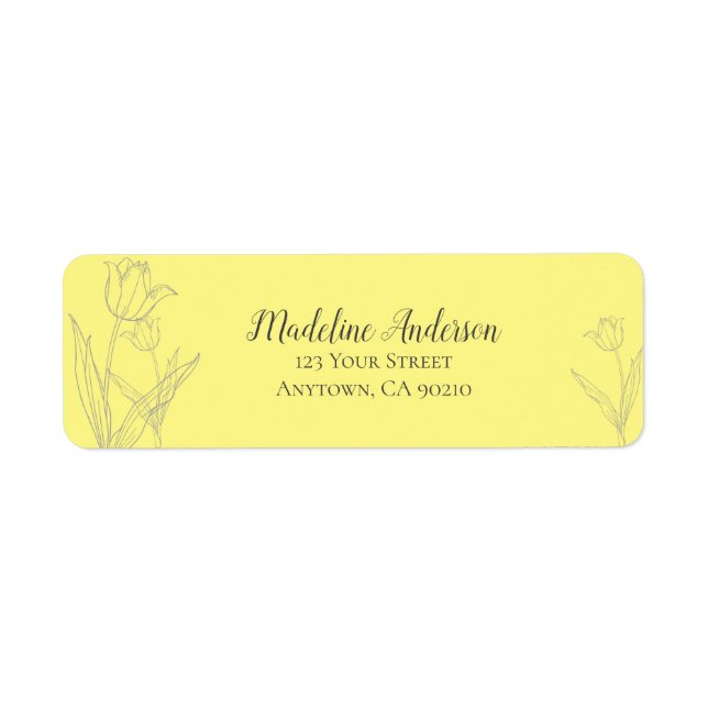 Lemon Yellow Tulip Silhouette | Return Address Label (Front)