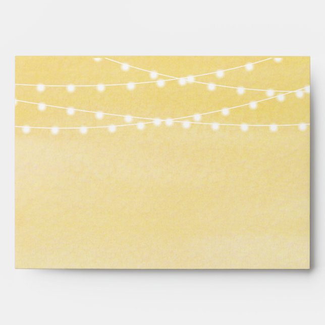 Lemon Yellow Watercolor String Lights Envelope (Front)