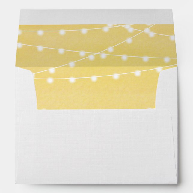Lemon Yellow Watercolor String Lights Envelope (Back (Bottom))