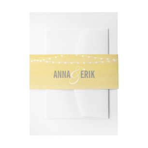 Lemon Yellow Watercolor String Lights Invitation Belly Band