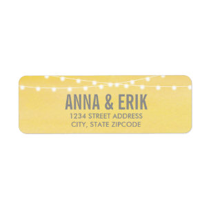 Lemon Yellow Watercolor String Lights Return Address Label
