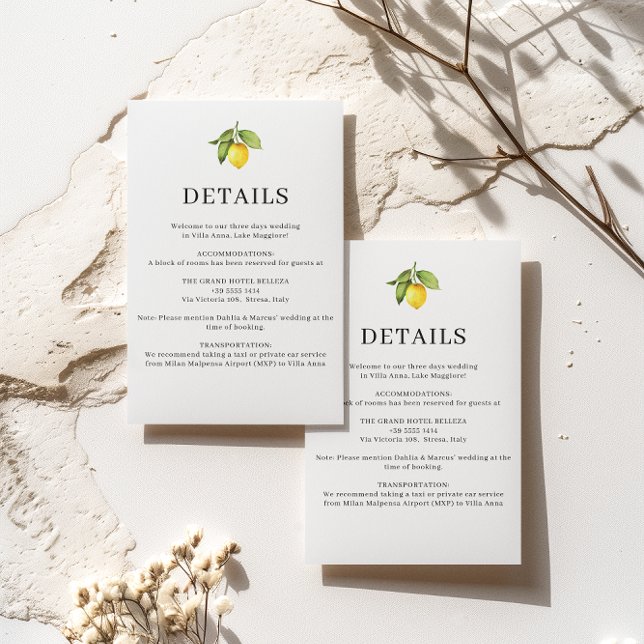 Lemon Yellow Wedding Details Enclosure Card (Creator Uploaded)