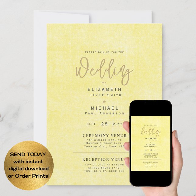 Lemon Yellow Wedding Instant Digital Download Invitation (Creator Uploaded)
