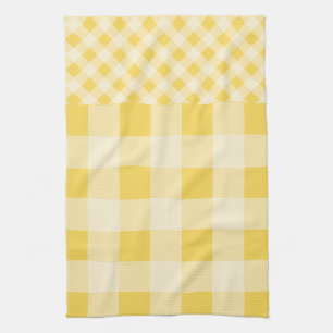 Lemon Zest Gingham pattern Tea Towel