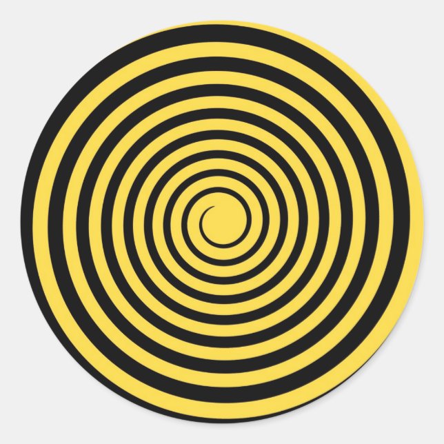 Lemon Zest Yellow & Black Spiral Customised Blank Classic Round Sticker (Front)
