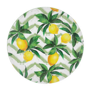 Lemon zigzag: vintage hand-drawn pattern. cutting board
