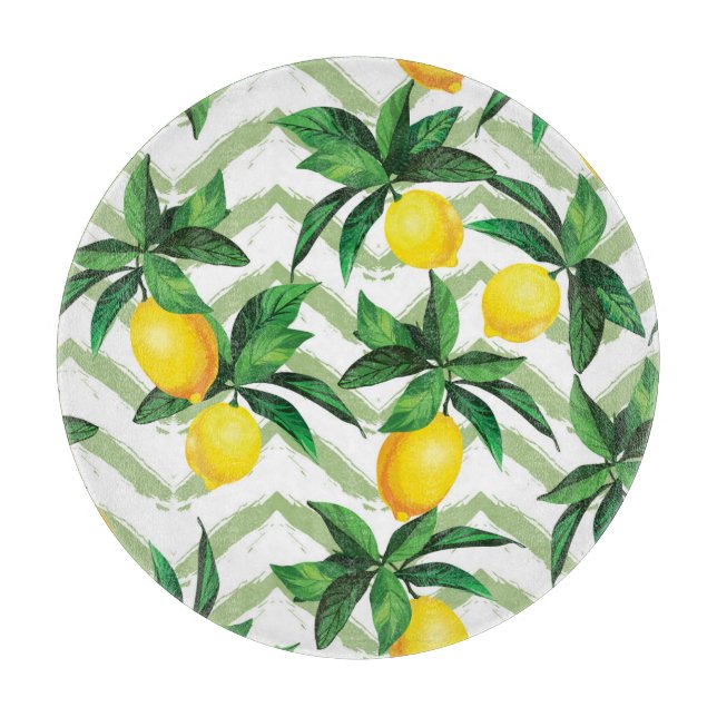 Lemon zigzag: vintage hand-drawn pattern. cutting board (Front)