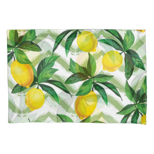 Lemon zigzag: vintage hand-drawn pattern. pillowcase