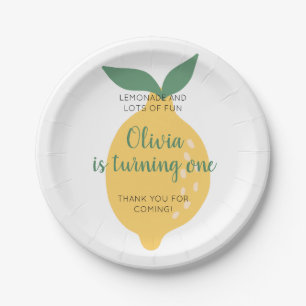 Lemonade and Turning One Lemon 1st Birthday Paper Plate