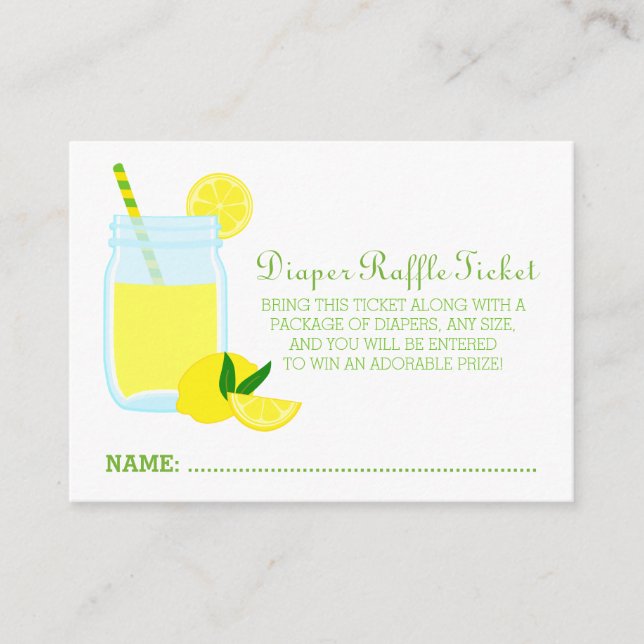 Lemonade Baby Shower Diaper Raffle Ticket Enclosure Card (Front)