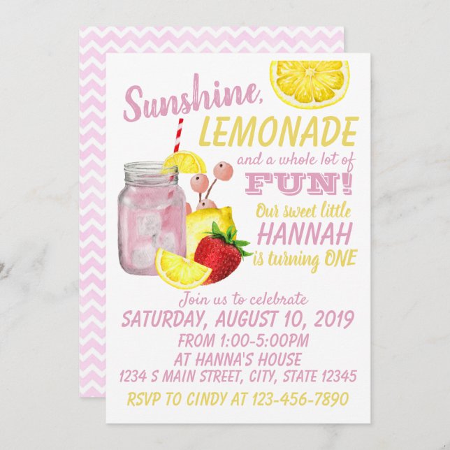 Lemonade Birthday Invitation (Front/Back)