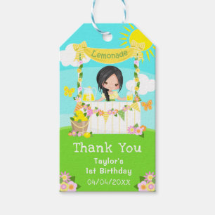 Lemonade Black Hair Girl Birthday Thank You Gift Tags
