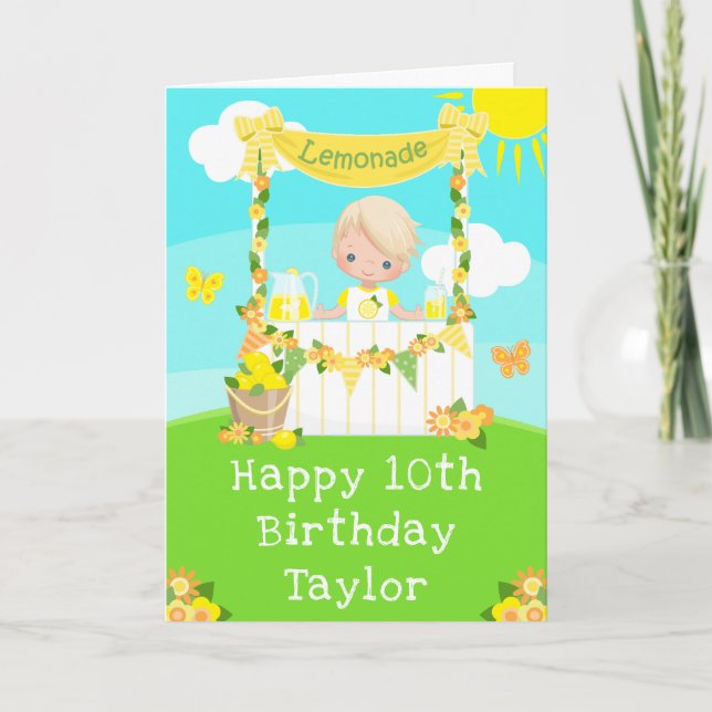 Lemonade Blonde Hair Boy Happy Birthday  Card (Front)