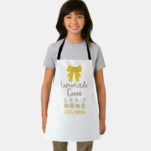 Lemonade Crew Coquette Lemon Yellow Bow Japanese Apron