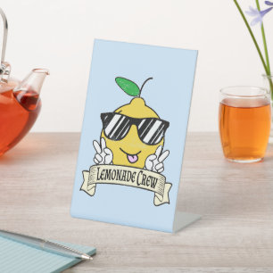 Lemonade Crew - Kawaii Peace Hand and Sunglasses Pedestal Sign