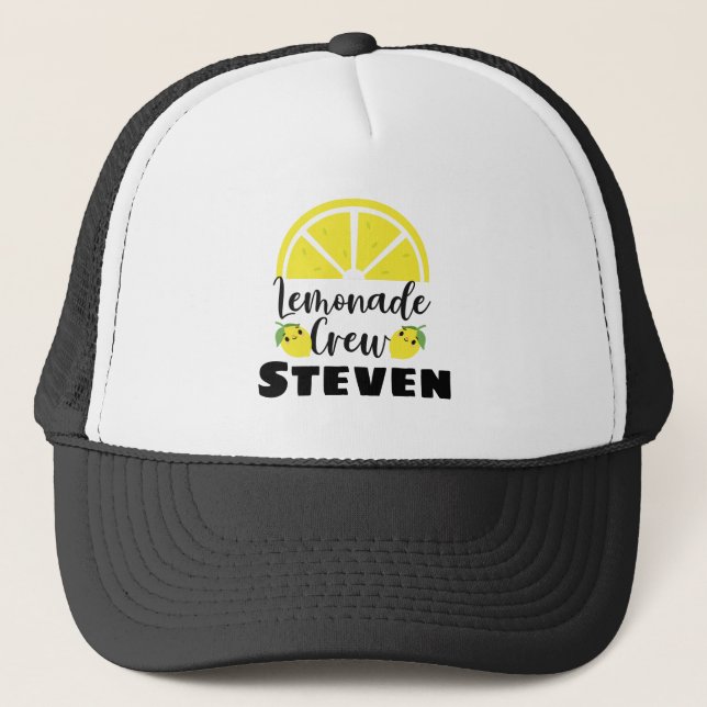 Lemonade Crew Personalised Lemonade Stand Button Trucker Hat (Front)