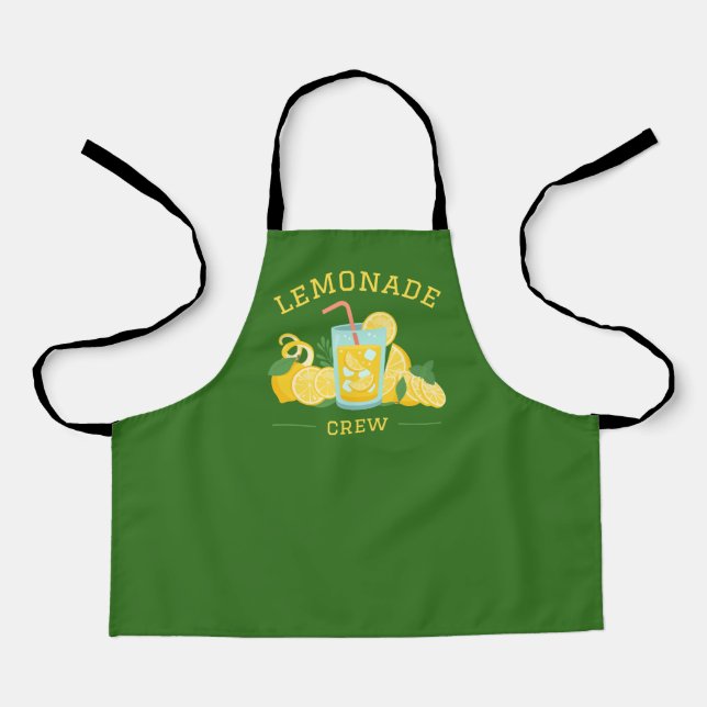 Lemonade Crew Yellow Green Summer Lemonade Stand Apron (Front)