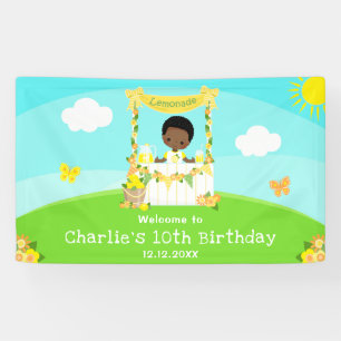 Lemonade Dark Skin Boy Birthday Welcome Banner