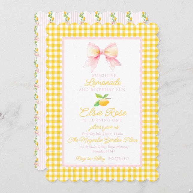 Lemonade First Birthday Invitation (Front/Back)