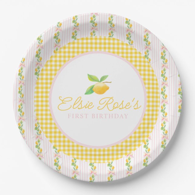 Lemonade First Birthday Paper Plates (Front)