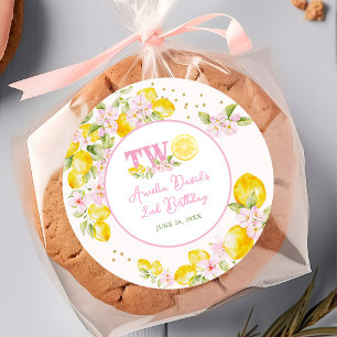 Lemonade Floral Birthday Classic Round Sticker