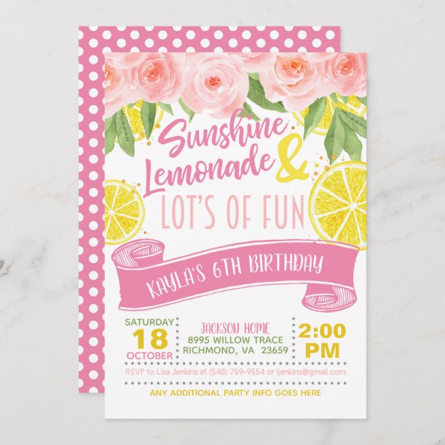 Lemonade Invitation (Front/Back)