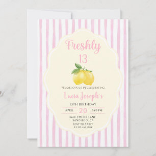 Lemonade Lemon Freshly 13th Birthday Invitation