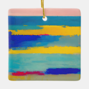 "Lemonade Lullaby" Abstract Art Ceramic Ornament