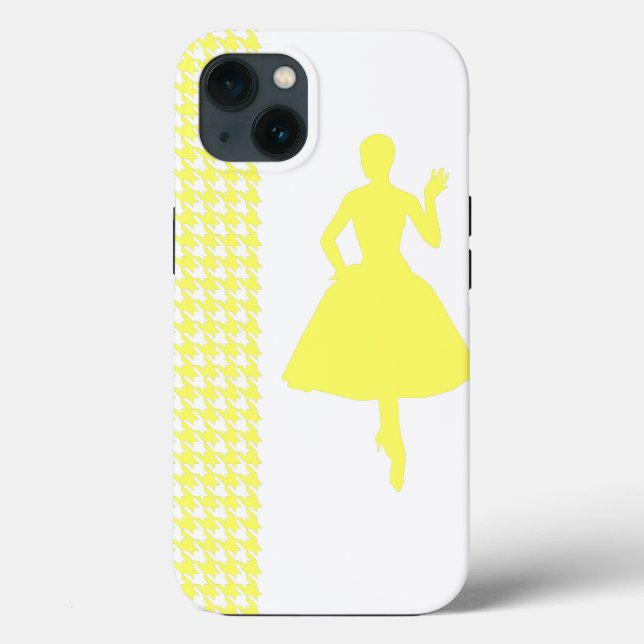 Lemonade Modern Houndstooth w/Fashion Silhouette Case-Mate iPhone Case (Back)