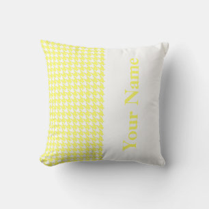 Lemonade Modern Houndstooth with Name Cushion