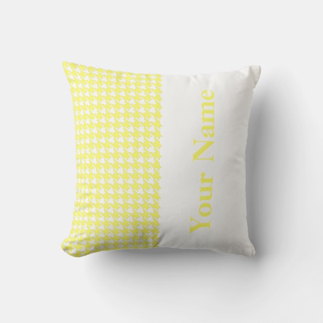 Lemonade Modern Houndstooth with Name Cushion (Front)