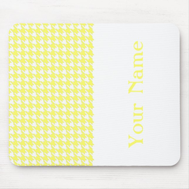 Lemonade Modern Houndstooth with name Mouse Pad (Front)