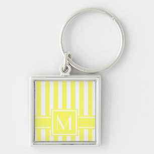 Lemonade Modern Stripe with Monogram Key Ring