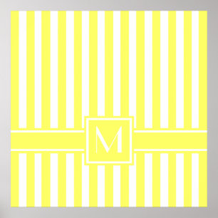 Lemonade Modern Stripe with Monogram Poster