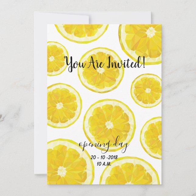 Lemonade Opening Day Invitation. Fruit stand card (Front)