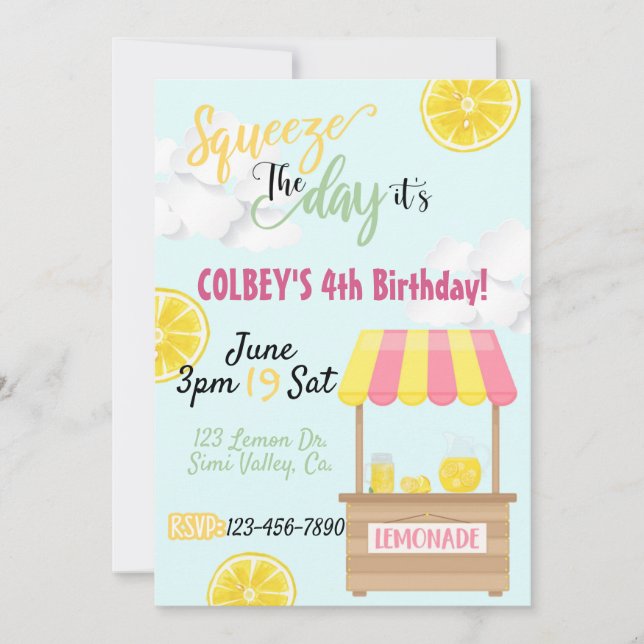 Lemonade party, Squeeze the day, Sweet Celebration (Front)