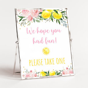 Lemonade Pink Floral Birthday Favour Sign