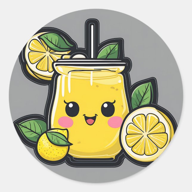 Lemonade Refreshing Drink Classic Round Sticker (Front)